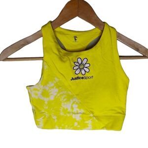 Justice Sport Yellow Tie Dye Graphic Youth Sport Bra